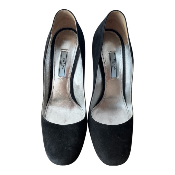 Prada Black Suede Chunky High Heel Size 39.5 - Picture 5 of 8